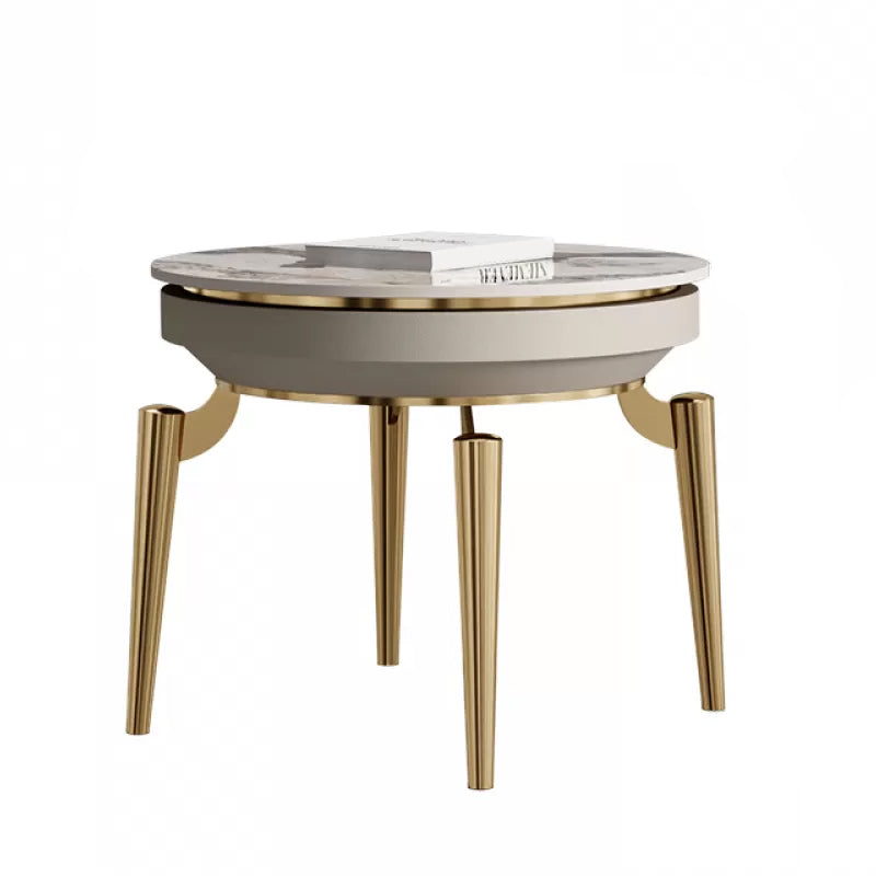 Luxurious Metal Side Table Stone 4 Legs Sofa Side Accent Table