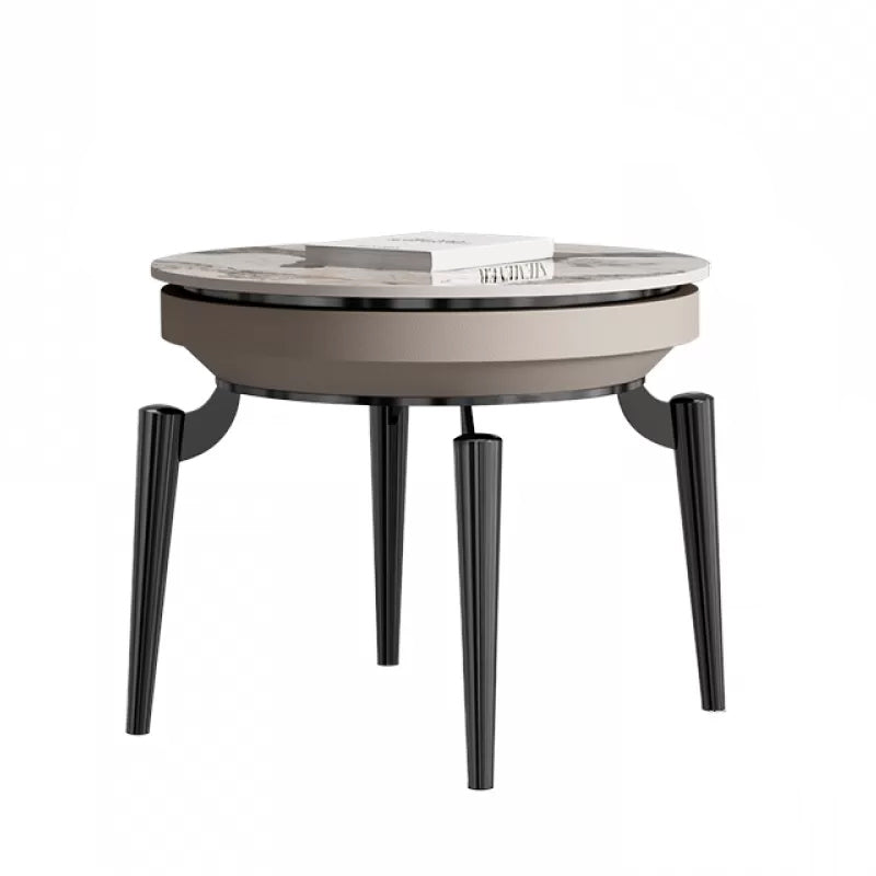 Luxurious Metal Side Table Stone 4 Legs Sofa Side Accent Table