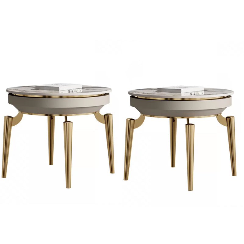 Luxurious Metal Side Table Stone 4 Legs Sofa Side Accent Table