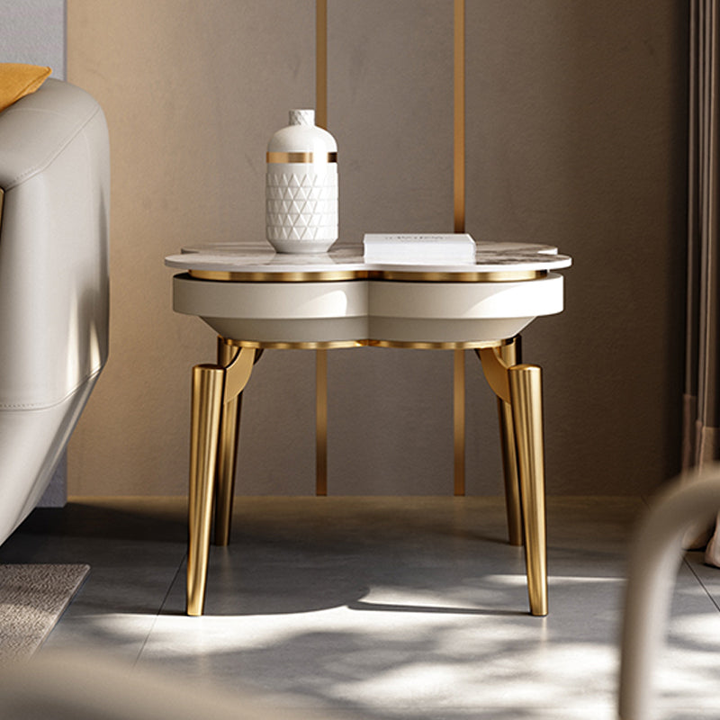 Luxurious Metal Side Table Stone 4 Legs Sofa Side Accent Table