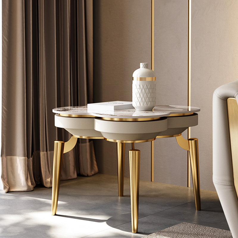 Luxurious Metal Side Table Stone 4 Legs Sofa Side Accent Table
