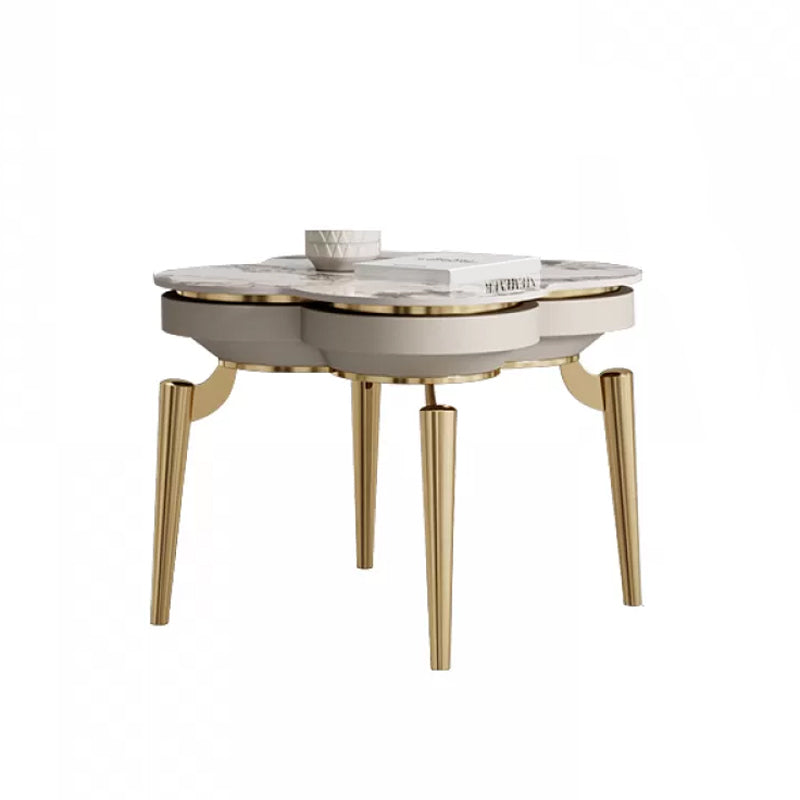 Luxurious Metal Side Table Stone 4 Legs Sofa Side Accent Table