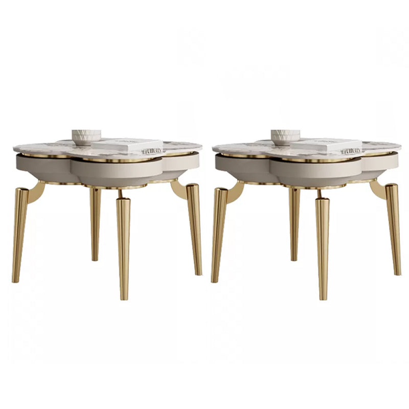 Luxurious Metal Side Table Stone 4 Legs Sofa Side Accent Table