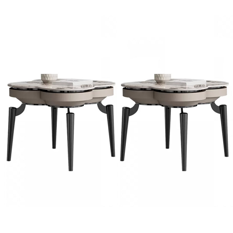 Luxurious Metal Side Table Stone 4 Legs Sofa Side Accent Table