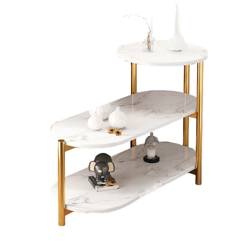 Modernistic Storage End Slide Table for Living Room with Metal Base