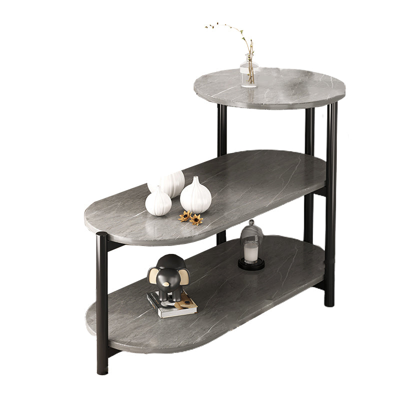 Modernistic Storage End Slide Table for Living Room with Metal Base