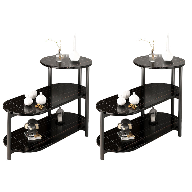 Modernistic Storage End Slide Table for Living Room with Metal Base
