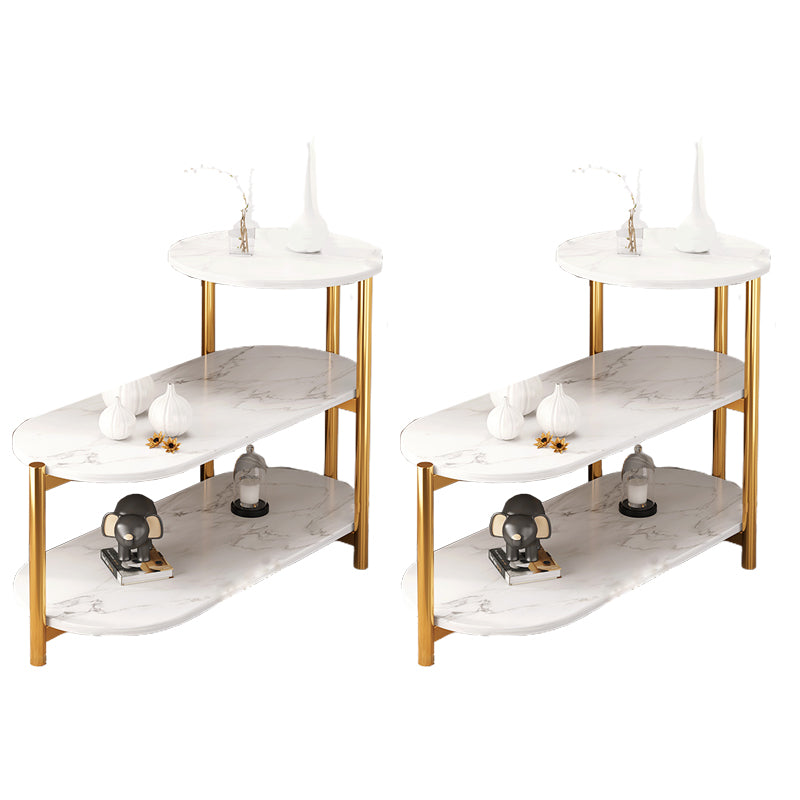 Modernistic Storage End Slide Table for Living Room with Metal Base