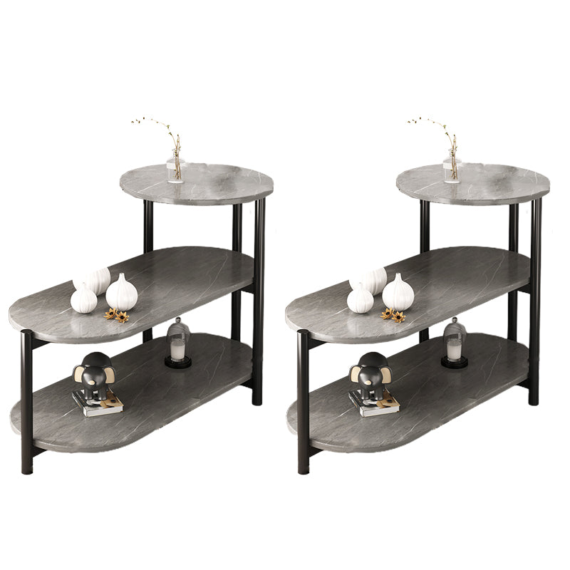Modernistic Storage End Slide Table for Living Room with Metal Base