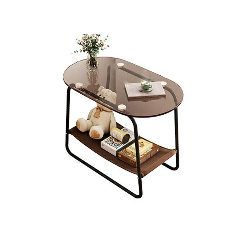 Modernistic Storage End Slide Table for Living Room with Metal Base