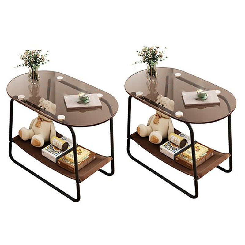 Modernistic Storage End Slide Table for Living Room with Metal Base