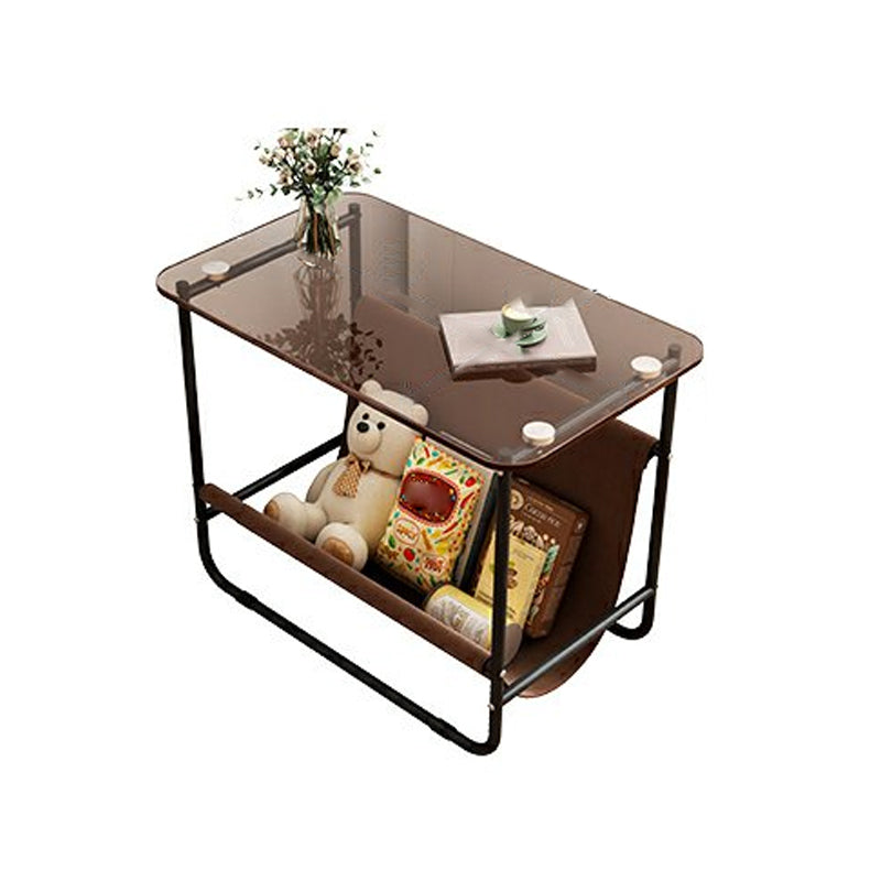 Modernistic Storage End Slide Table for Living Room with Metal Base