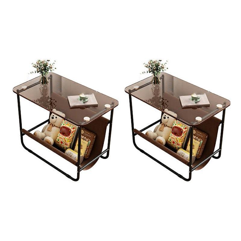 Modernistic Storage End Slide Table for Living Room with Metal Base