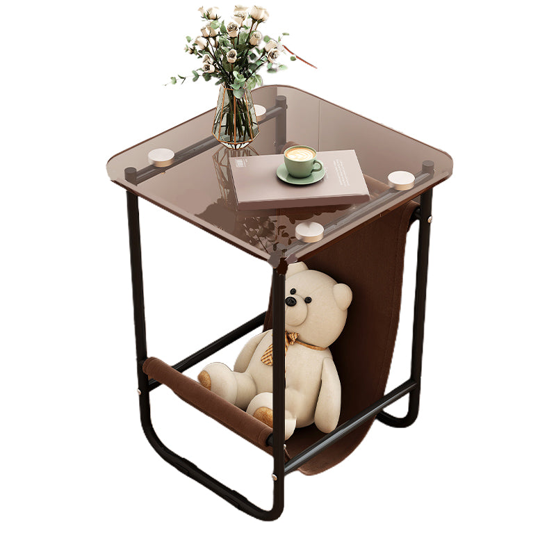 Modernistic Storage End Slide Table for Living Room with Metal Base