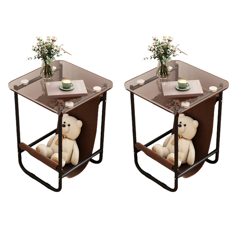 Modernistic Storage End Slide Table for Living Room with Metal Base