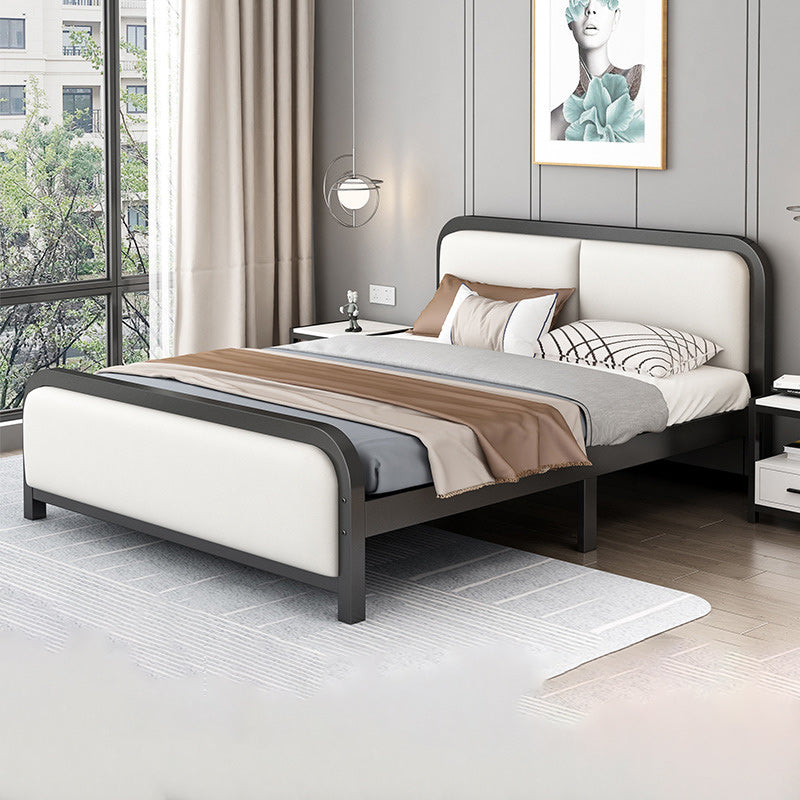 Glam Metal Upholstered Panel Headboard Rectangular Standard Bed