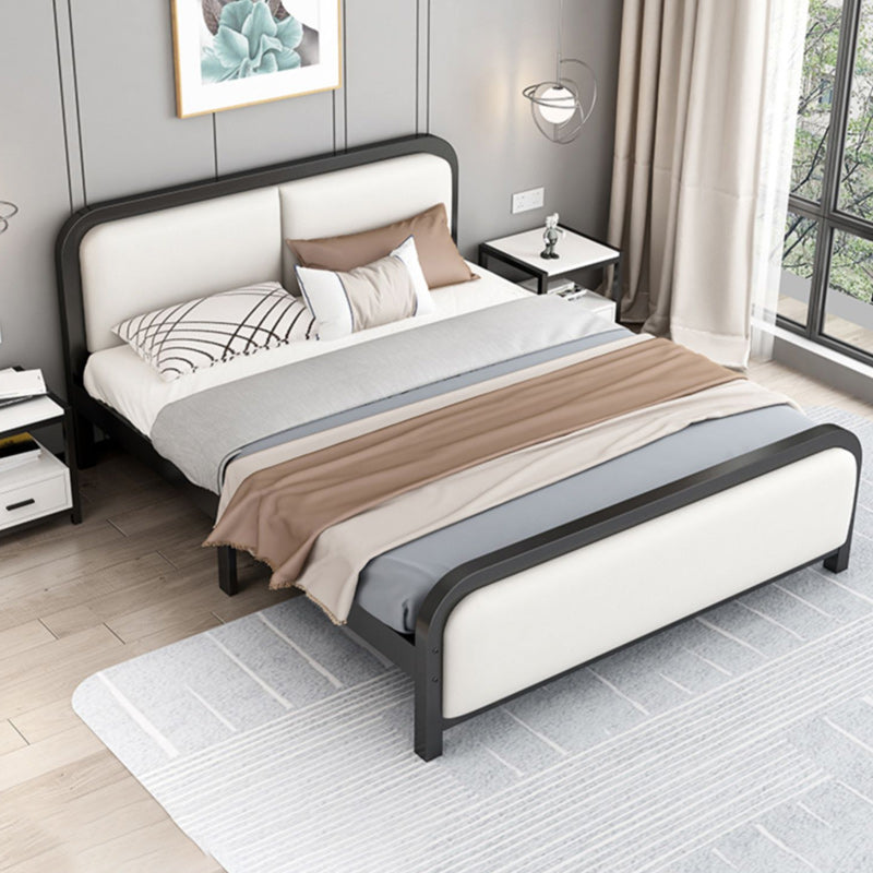 Glam Metal Upholstered Panel Headboard Rectangular Standard Bed