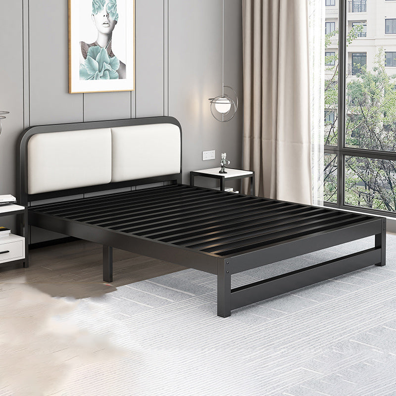 Glam Metal Upholstered Panel Headboard Rectangular Standard Bed