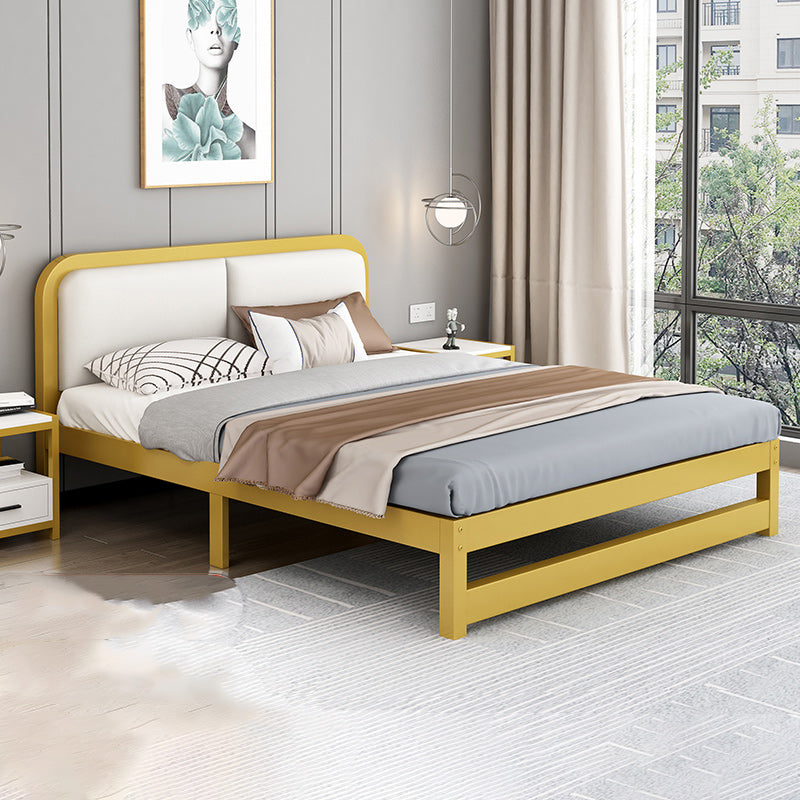 Glam Metal Upholstered Panel Headboard Rectangular Standard Bed