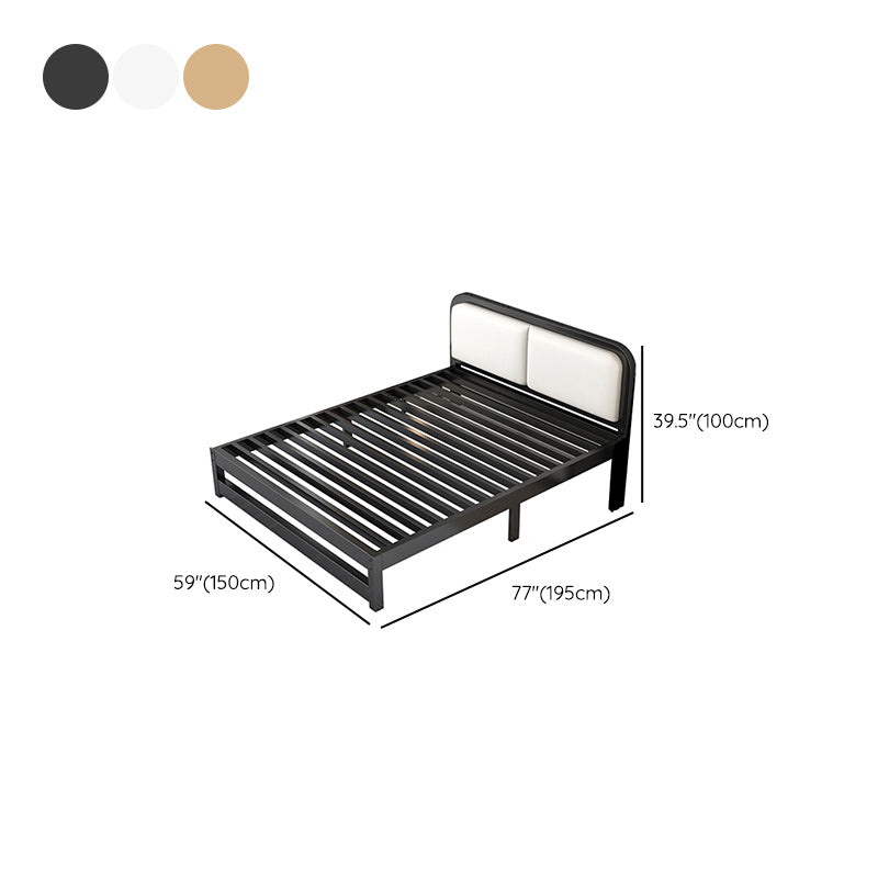 Glam Metal Upholstered Panel Headboard Rectangular Standard Bed