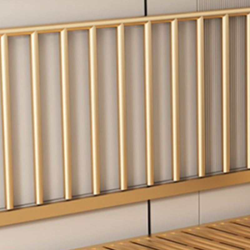 Glam Metal with Headboard Rectangular Slat Mattress Included Slat Bed