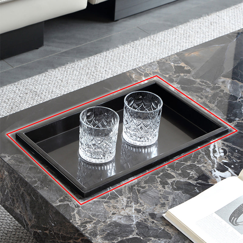Contemporary Stone Coffee Table Rectangle Sled Coffee Cocktail Table