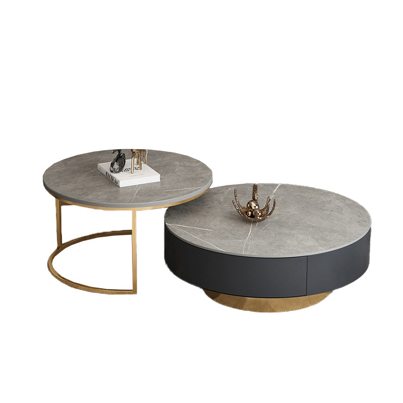 Pedestal and Frame Coffee Table Slate Bunching Tables with Drawers