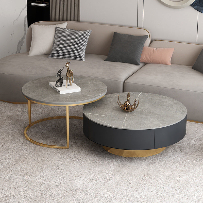Pedestal and Frame Coffee Table Slate Bunching Tables with Drawers