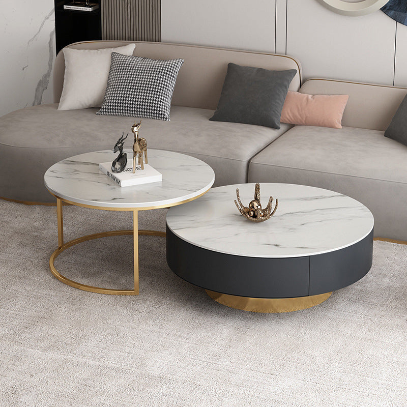 Pedestal and Frame Coffee Table Slate Bunching Tables with Drawers