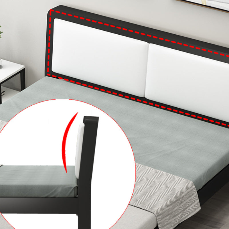 Contemporary Metal Bed with Slat Headboard Rectangular Adjustable Bed