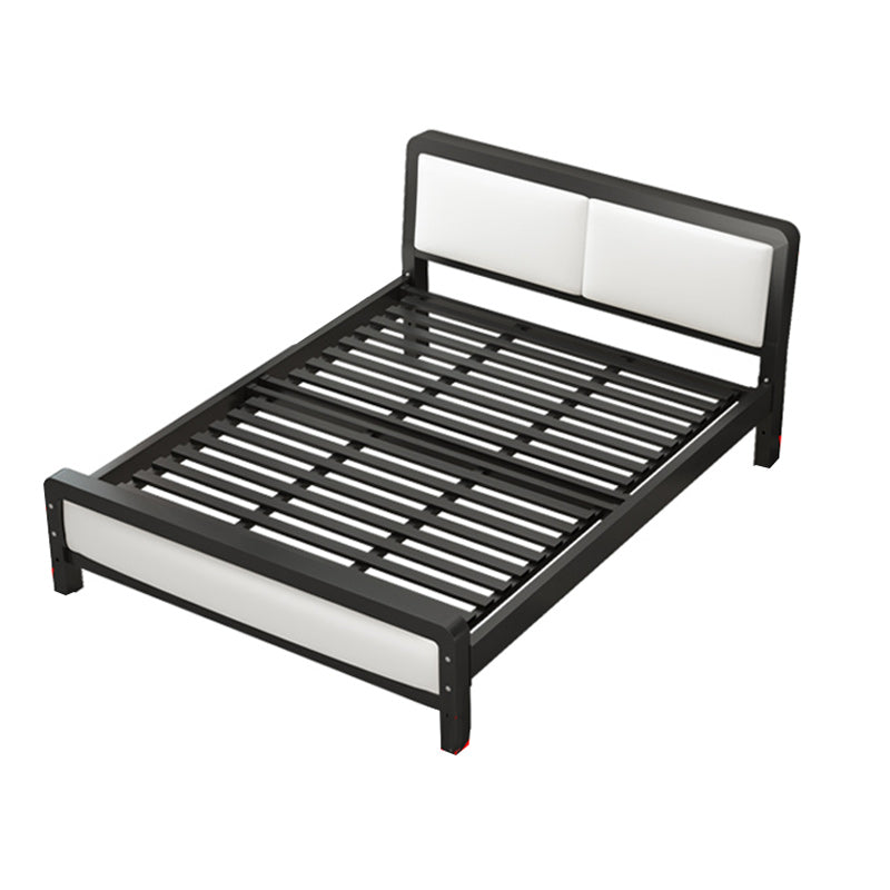 Contemporary Metal Bed with Slat Headboard Rectangular Adjustable Bed