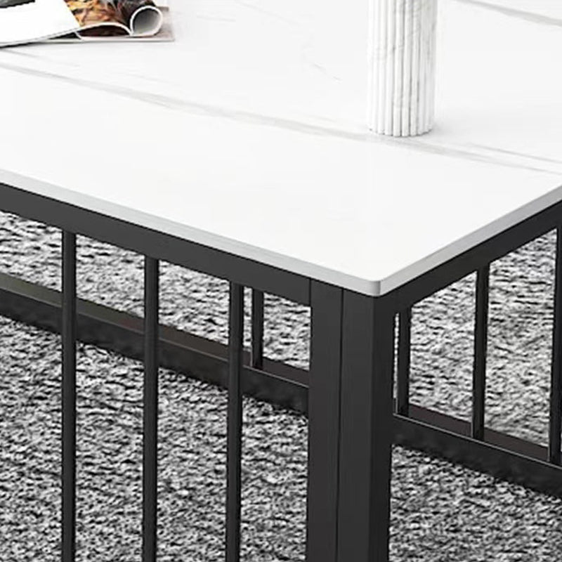 Contemporary Stone Coffee Table Rectangle Frame Coffee Cocktail Table