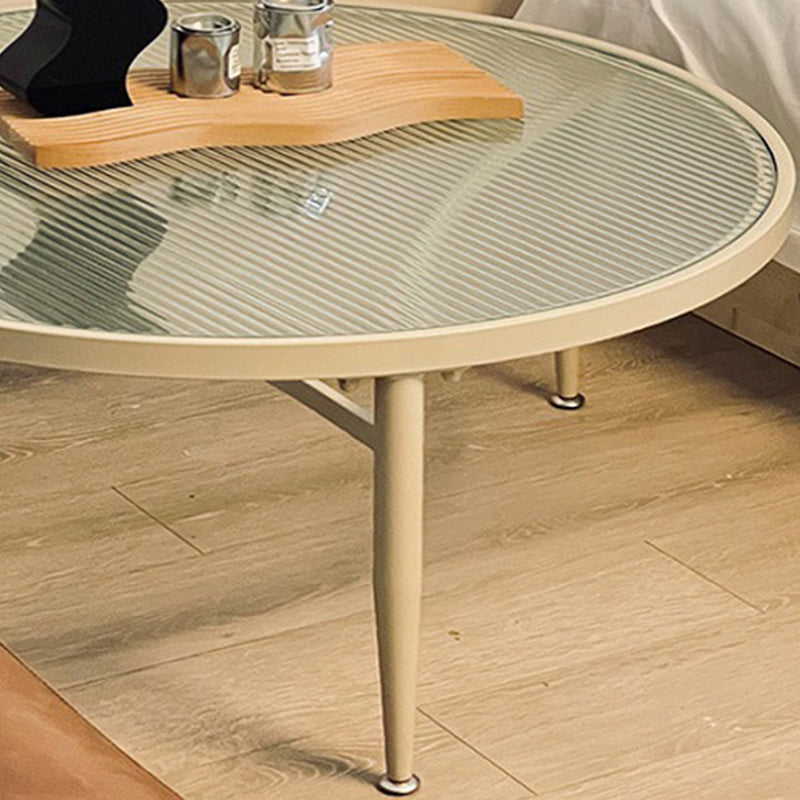 Contemporary Glass-Topped Coffee Table 3 Legs Coffee Cocktail Table
