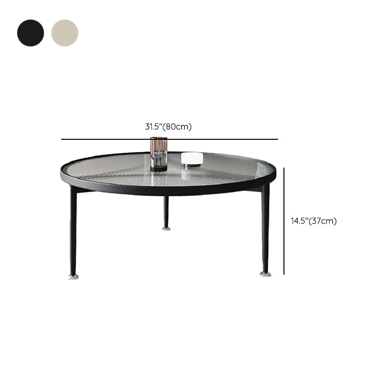 Contemporary Glass-Topped Coffee Table 3 Legs Coffee Cocktail Table