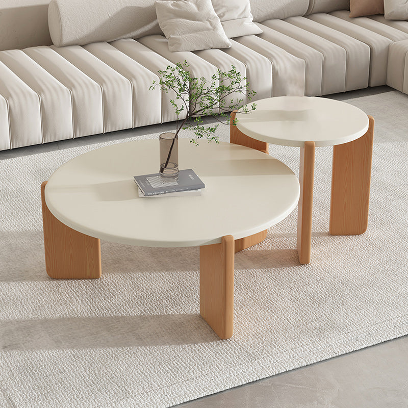 3 Legs Coffee Table Contemporary Solid Wood Round Cocktail Table