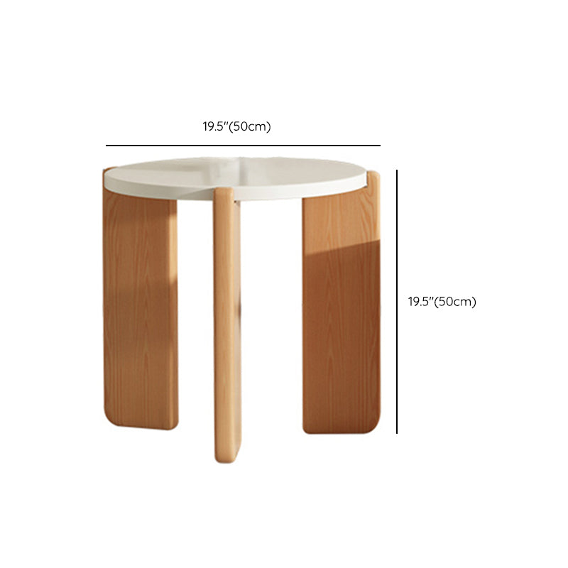 3 Legs Coffee Table Contemporary Solid Wood Round Cocktail Table