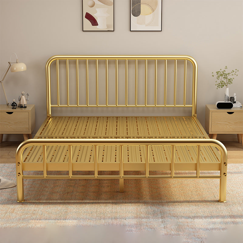 Glam Metal with Headboard Rectangular Slat Solid Color Slat Bed