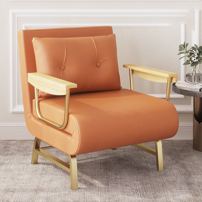 Glam Sofa Bed Bonded Leather Pillow Back Square Arms Sleeper Sofa