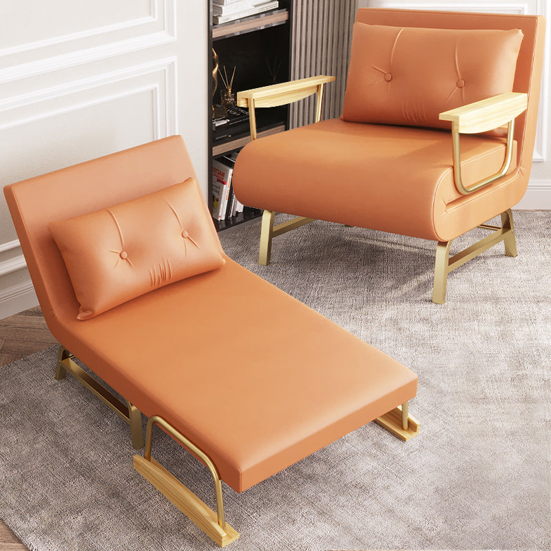 Glam Sofa Bed Bonded Leather Pillow Back Square Arms Sleeper Sofa