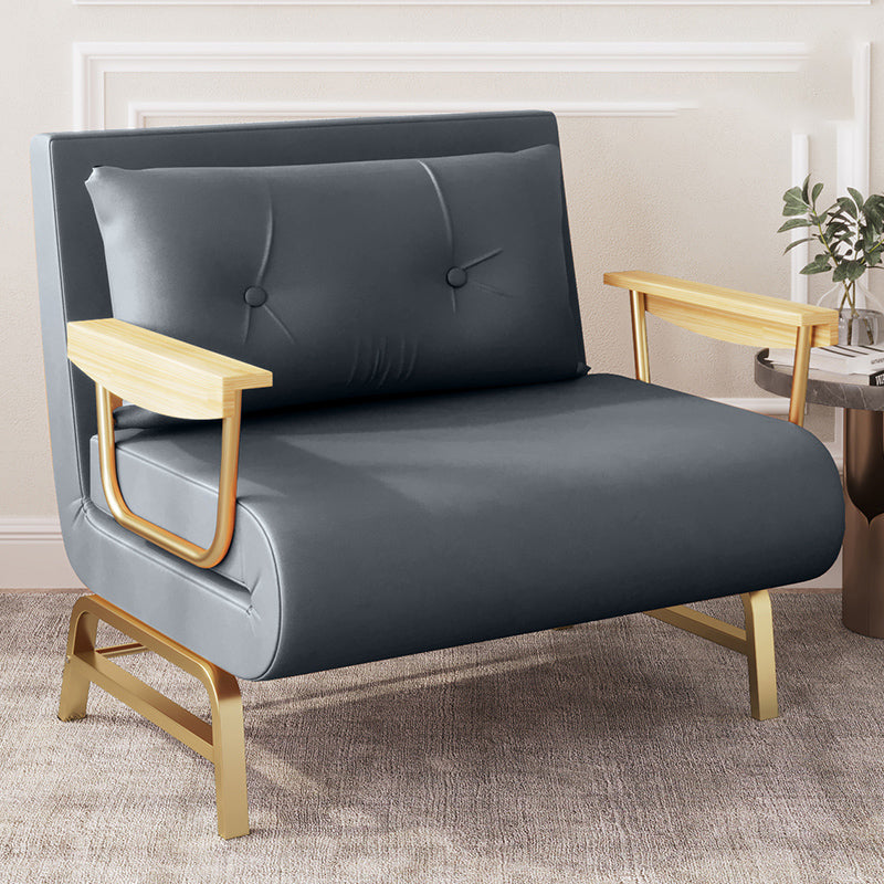 Glam Sofa Bed Bonded Leather Pillow Back Square Arms Sleeper Sofa