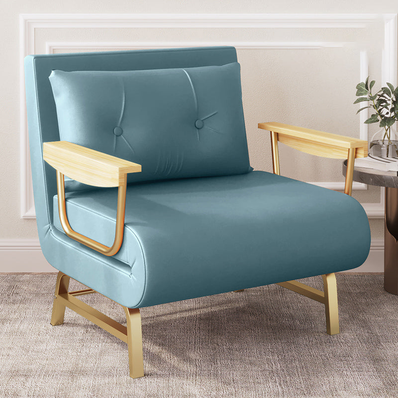 Glam Sofa Bed Bonded Leather Pillow Back Square Arms Sleeper Sofa