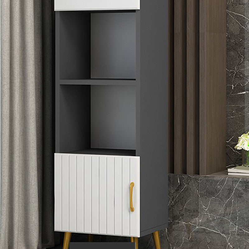 15.7" W Modern Glass Paned Cabinet Shelves Included Side Cabinet with 2 Doors