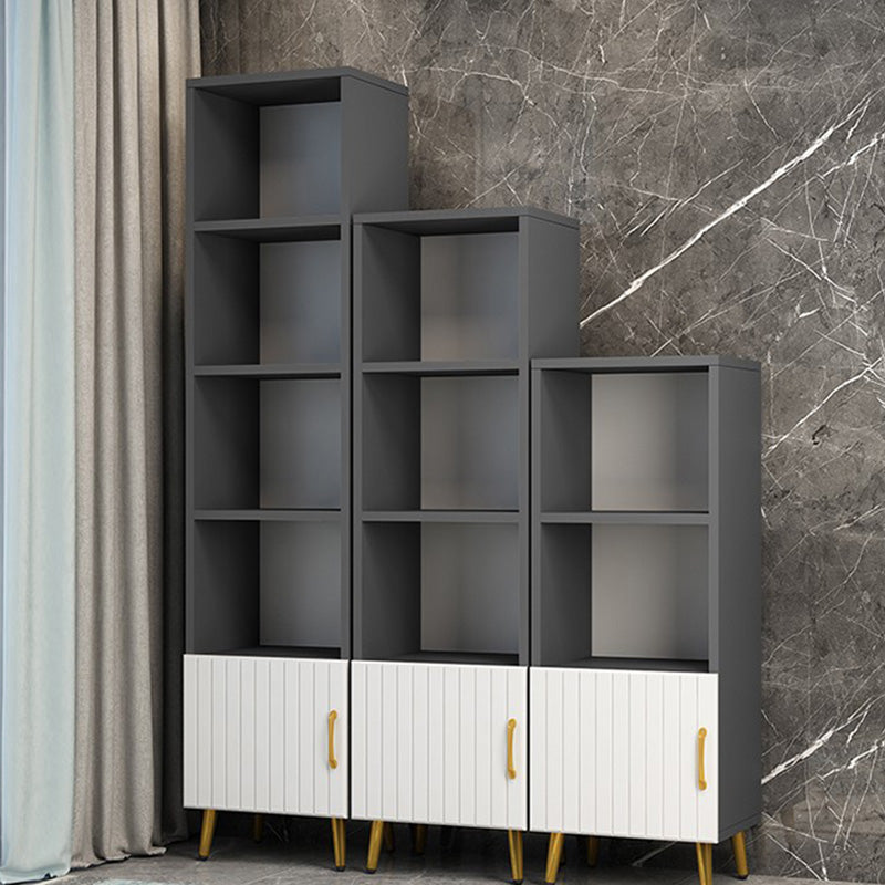 15.7" W Modern Glass Paned Cabinet Shelves Included Side Cabinet with 2 Doors