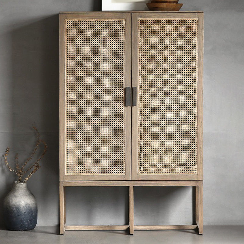 Rectangle Storage Cabinet Solid Wood Bar Pulls Cabinet with Doors