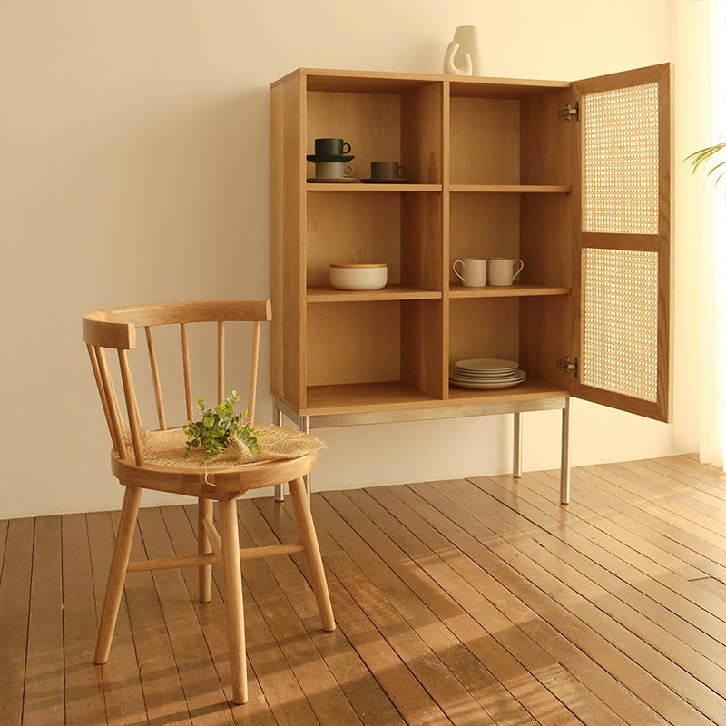 35.43" Long Accent Cabinet Solid Wood Cabinet in Natural with Shelves