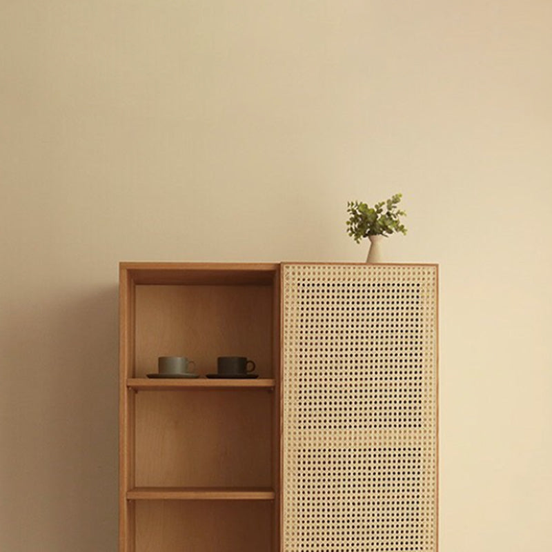 35.43" Long Accent Cabinet Solid Wood Cabinet in Natural with Shelves