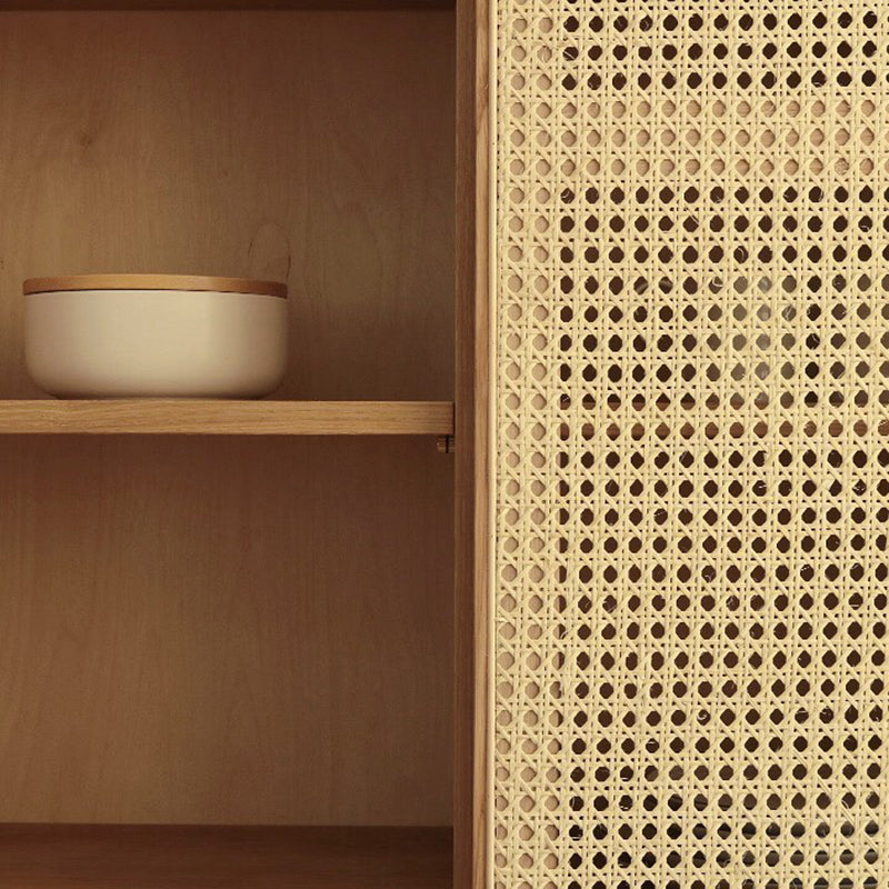 35.43" Long Accent Cabinet Solid Wood Cabinet in Natural with Shelves