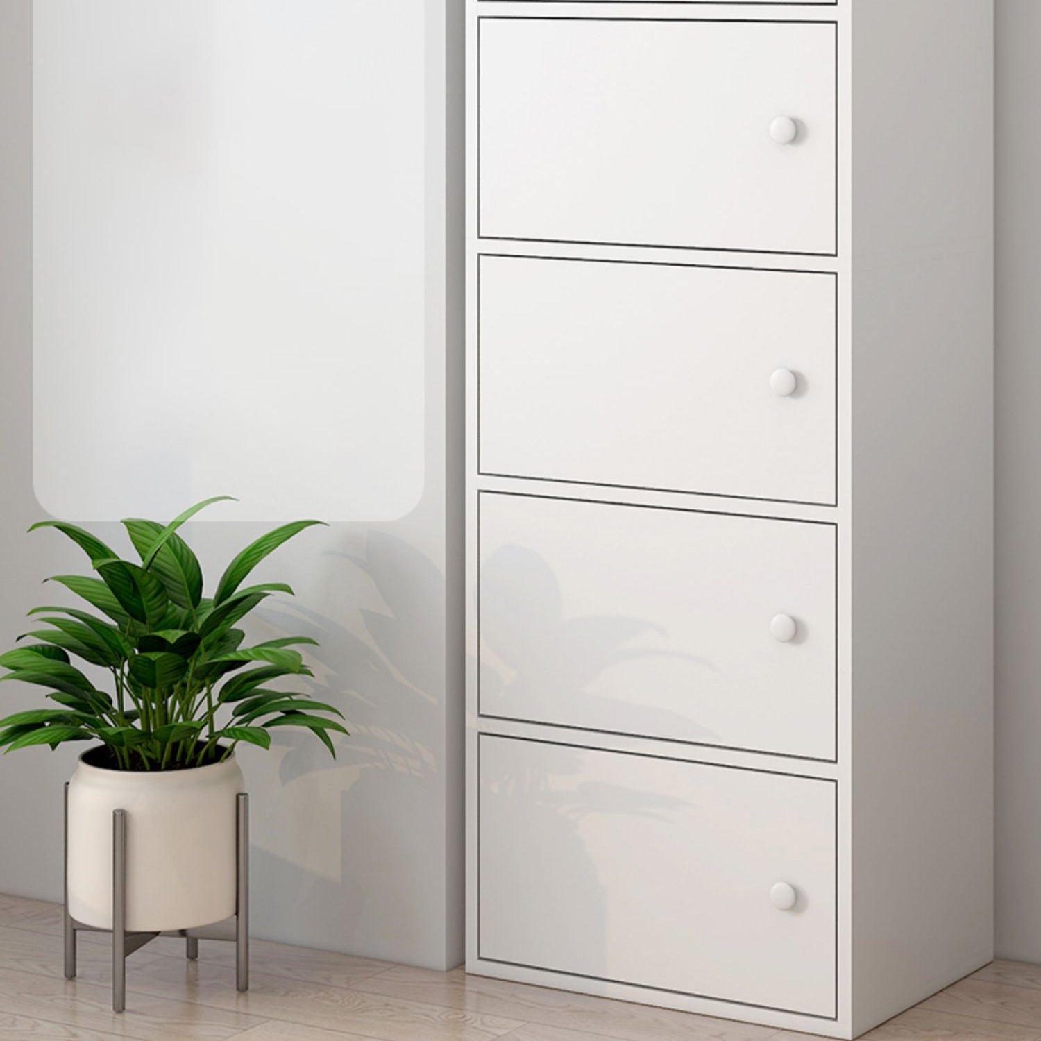 Modern Rectangle Storage Cabinet Wood Knobs Cabinet with Doors