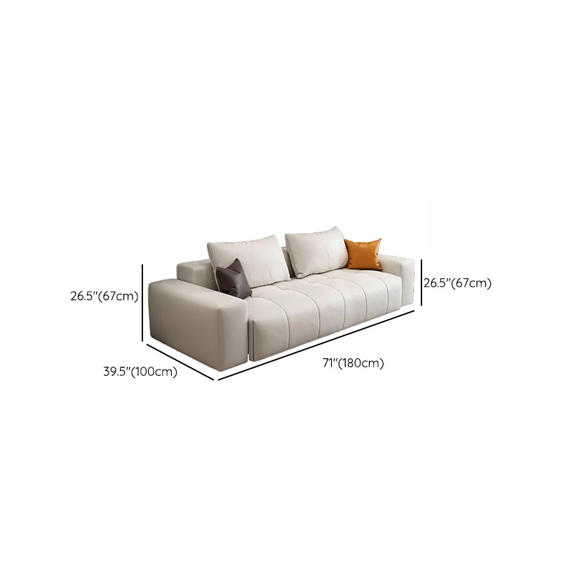 26"H Scandinavian Sectional Sofa Cream Leather Stain-Resistant Sectional