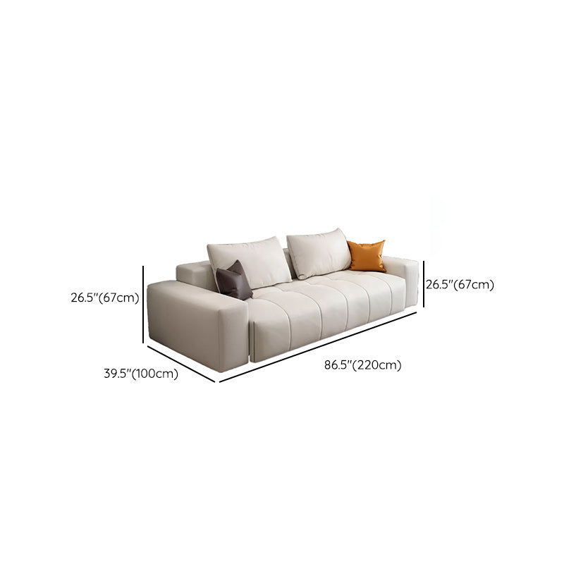 26"H Scandinavian Sectional Sofa Cream Leather Stain-Resistant Sectional